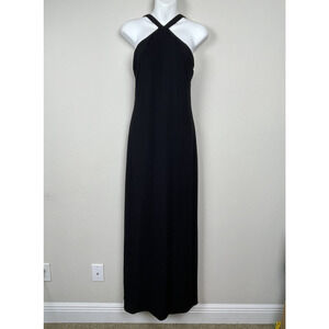 Laundry by Shelli Segal Black Maxi Dress Size 10 Crisscross Back Witchy Y2K